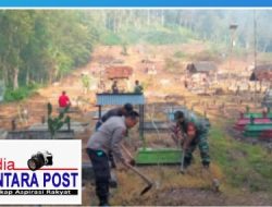 Sinergitas Tiga Pilar, Polres Tulungagung Bersihkan Makam Umum Jelang Ramadhan