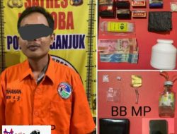 Polres Nganjuk Tangkap Kuli Bangunan Diduga Edarkan Pil Koplo dan Sabu