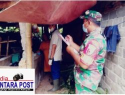 Wujud Kepedulian, Babinsa Koramil Talun Dampingi Petugas Dinas Peternakan Cek Kesehatan Hewan Ternak
