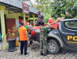 Polres Magetan bersama TNI Salurkan Bantuan dan Dirikan Dapur Umum di Dua Desa Rawan Banjir