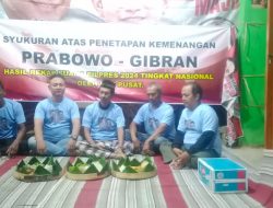 Relawan bolo Gibran Nganjuk melakukan syukuran dan selamatan atas kemenangan Prabowo- Gibran hasil rekap pilpres 2024 tingkat Nasional oleh KPU Pusat