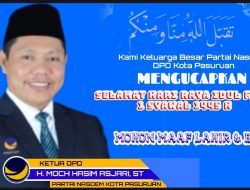 Partai Nasdem DPD Kota Pasuruan Mengucapkan selamat Hari Raya Idul Fitri 2024