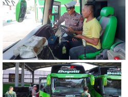 Wujudkan Kamseltibcarlantas Polres Pasuruan Kota Lakukan Rampcheck Kendaraan Bus Umum