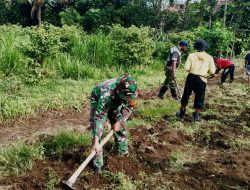 Minggu Bersih Babinsa Kebunduren Bersama Warga, Bahu-Membahu Kerja Bakti Bersihkan Jalan Dusun