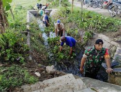 Cegah Banjir Musim Hujan, Babinsa Ngaringan Gotong Royong Bersihkan Gorong-Gorong